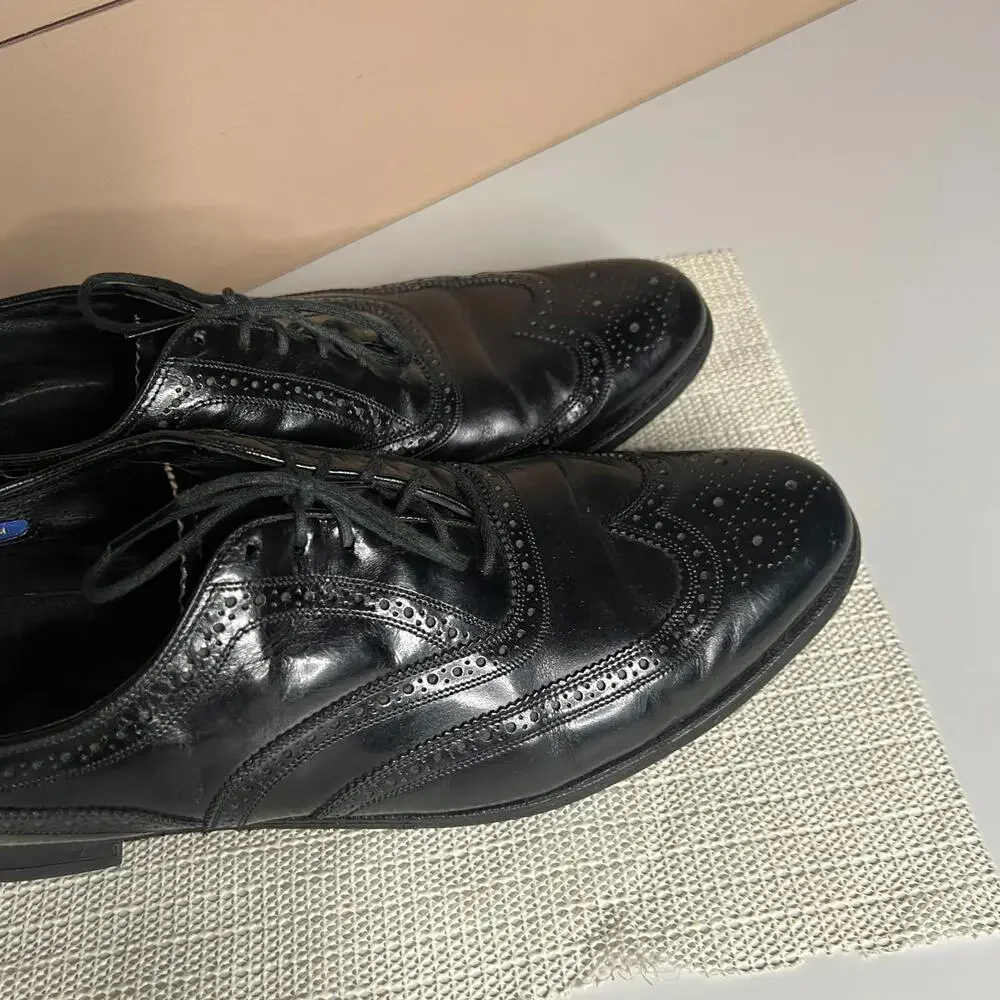 Florsheim Men's 12 B‎ Black Leather Dress Shoes Flexible Fibre Insole Derby